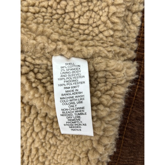 Mutual Weave Sherpa Lined Corduroy Trucker Jacket Brown Western Workwear S - Picture 15 of 15